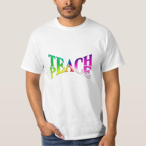 TEACH PEACE Rainbow Graphic T_Shirt