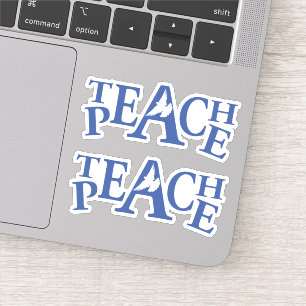 Teach peace single white dove and blue text sticker