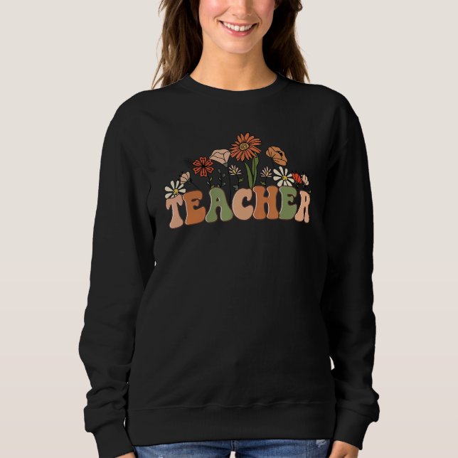 Teach Peace Teacher Inspiration Peace Sign Hippie  Sweatshirt (Front)