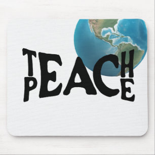 "Teach Peace" Text and Planet Earth Mouse Pad