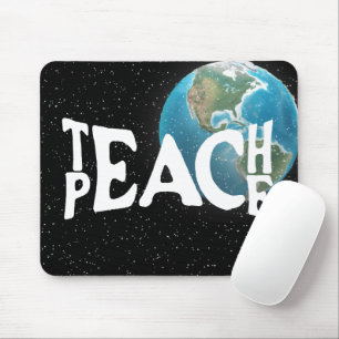 "Teach Peace" Text and Stars Mouse Pad