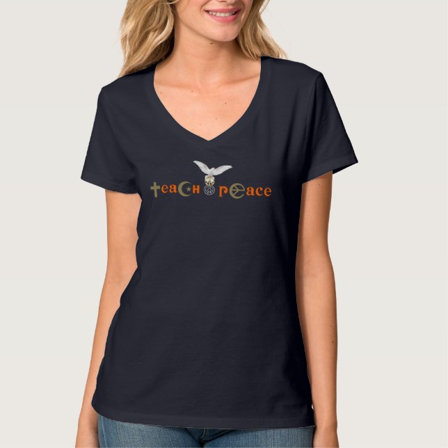 Teach Peace | Women V-Neck T-Shirt (Front)