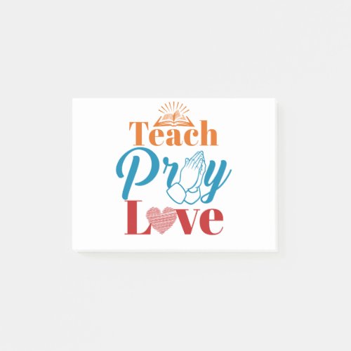 Teach Pray Love Christian Catholic Teacher Faith Post_it Notes