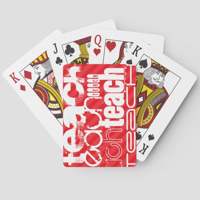 Teach; Scarlet Red Stripes Poker Cards (Back)