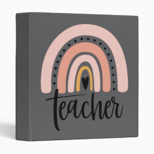 Teach Teacher Love Inspire Gift Rainbow  3 Ring Binder