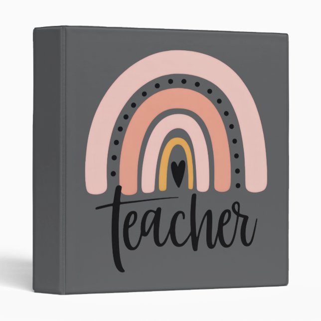 Teach Teacher Love Inspire Gift Rainbow  3 Ring Binder (Front/Spine)