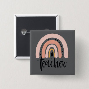 Teach Teacher Love Inspire Gift Rainbow Button