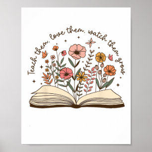 Teach Teacher Wildflower Back To School First Day  Poster