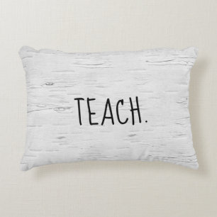TEACH Text On Birch Tree  Accent Pillow