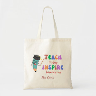 Teach Today Inspire Tomorrow Trendy Quote Teacher Tote Bag