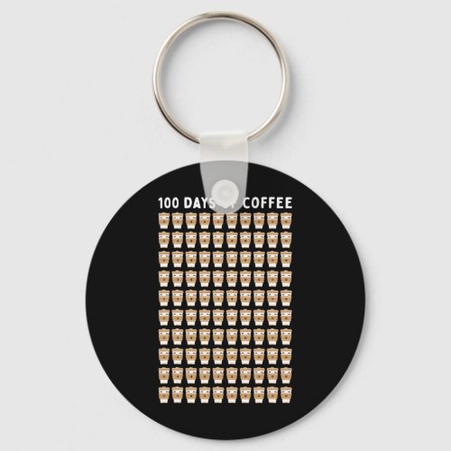 Teacher 100 Coffee Cups 100th Day School  Keychain