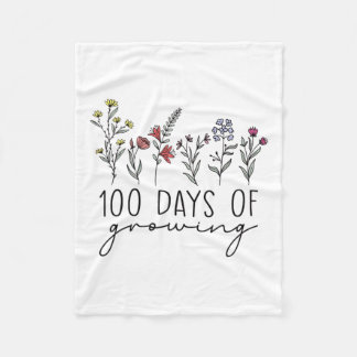 Teacher 100 Days Of Growing 100 Days Celebration T Fleece Blanket