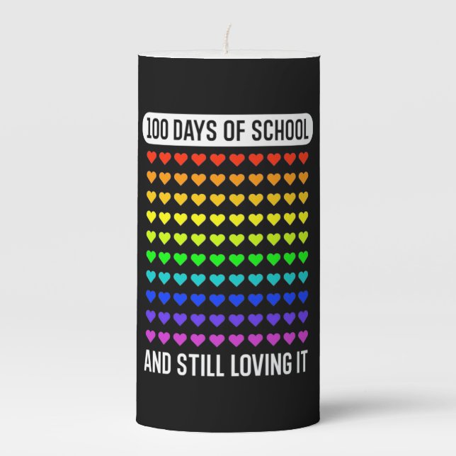 Teacher 100 Days Of School Pillar Candle (Front)