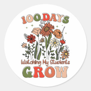 Teacher 100th Day School 100 Days Watching My Stud Classic Round Sticker