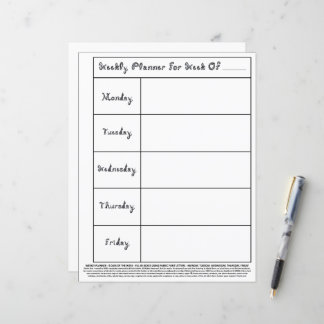 Teacher 5 Day Week Lesson Plan Black Fabric Font