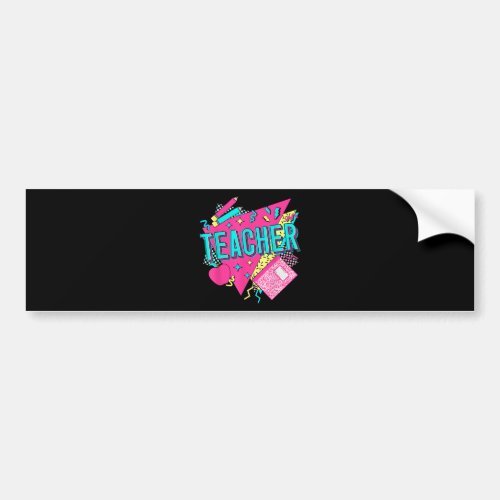 Teacher 90s Retro Colorful Teacher Back To School Bumper Sticker