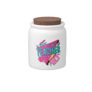 Teacher 90s Retro Colorful Teacher Back To School Candy Jar