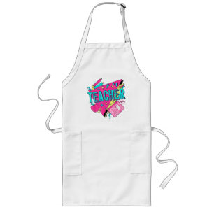Teacher 90s Retro Colorful Teacher Back To School Long Apron