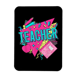 Teacher 90s Retro Colorful Teacher Back To School Magnet