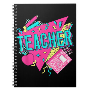 Teacher 90s Retro Colorful Teacher Back To School Notebook
