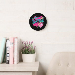 Teacher 90s Retro Colorful Teacher Back To School Round Clock