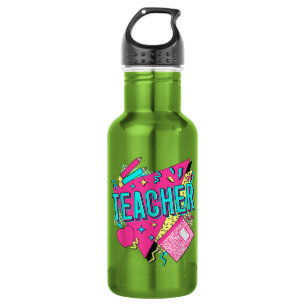 Teacher 90s Retro Colorful Teacher Back To School Stainless Steel Water Bottle