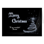 Teacher, a Black and white Christmas card (Front Horizontal)