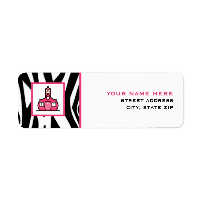 Teacher Address Label - Zebra Print (Front)