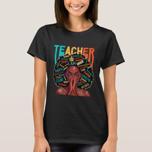 Teacher Afro Melanin Queen Pray T_Shirt