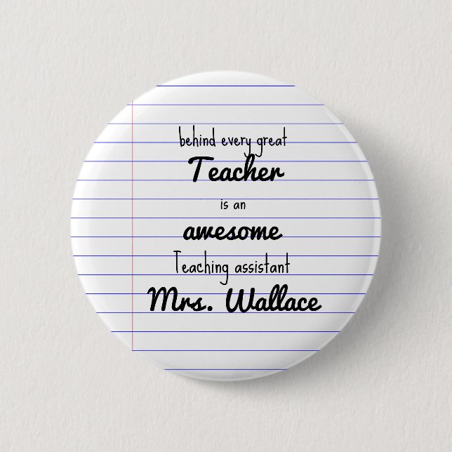 Teacher Aid Tote Bag & Button, Teaching Assistant  Button (Front)