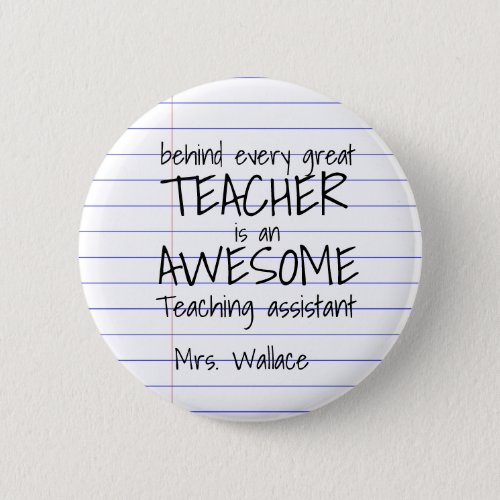 teacher aid tote bag teaching assistant TA Button