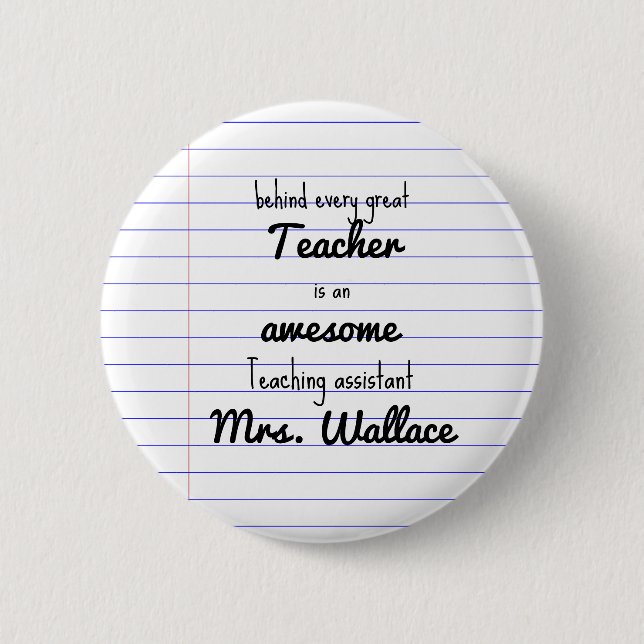 teacher aid tote bag teaching assistant TA Button (Front)