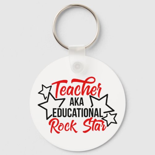 Teacher aka Educational Rock Star Black Red Keychain