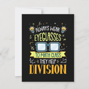 Teacher Always Wear Eyeglasses To Math Class Note Card