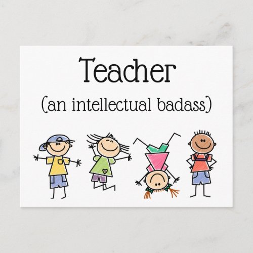 Teacher an Intellectual Badass Inspirational Quote Postcard