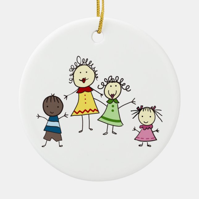 Teacher And Kids Ceramic Ornament (Front)