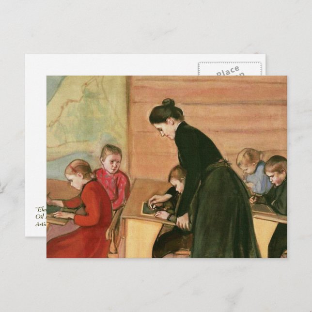 Teacher and Students Painting  Postcard (Front/Back)