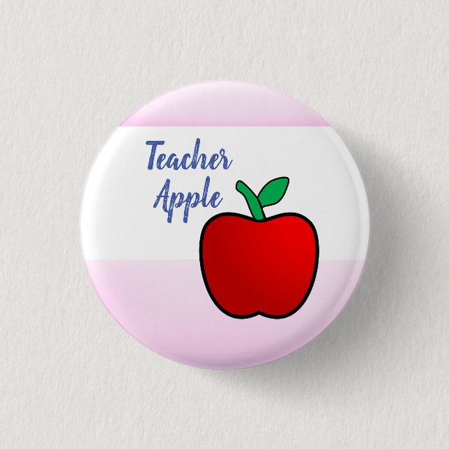 Teacher Apple Badge Button (Front)