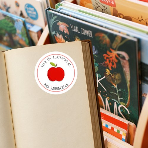 Teacher Apple Bookplate Sticker | This Book Belong