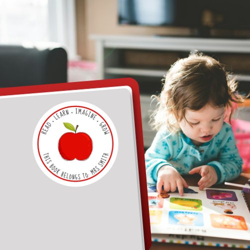 Teacher Apple Bookplate Sticker | This Book Belong