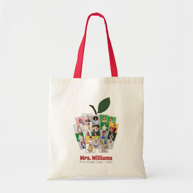 Teacher Apple Collage Teacher's Gift 22 Photos Tote Bag (Front)