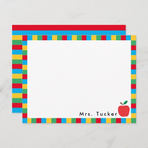 Teacher  Apple  Colorful Blocks Cute Stationery Note Card