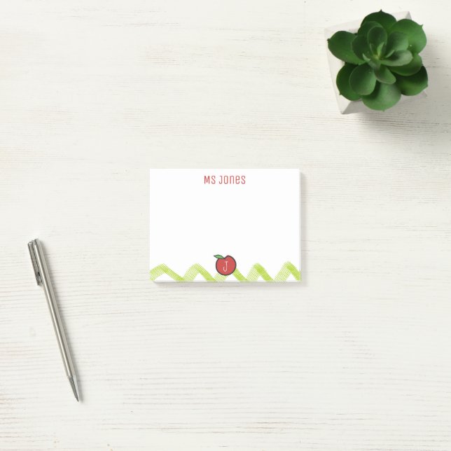 Teacher Apple Custom Name Monogram Post it® Notes (Office)