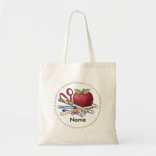 Teacher Apple custom name Tote Bag