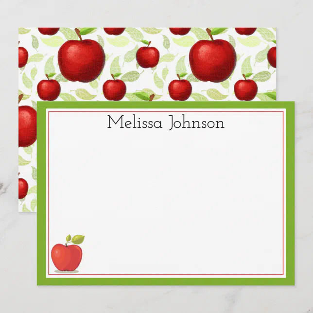Teacher Apple Cute Fun School Personalized Note Card | Zazzle