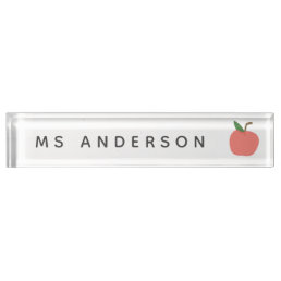 Teacher Apple | Cute Modern Graphic Fruit Class Desk Name Plate