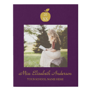 Teacher Apple Graduation Faux Canvas Print