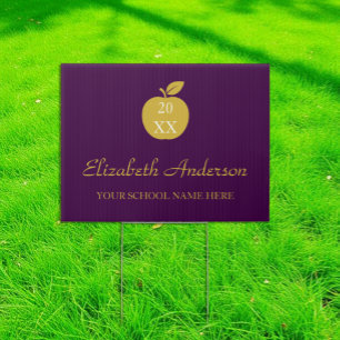 Teacher Apple Graduation Sign