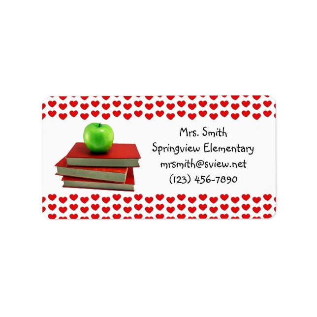 Teacher Apple on Books Info Labels (Front)