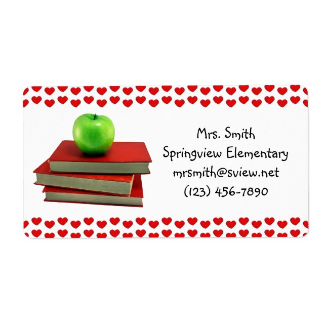 Teacher Apple on Books Info Labels (Front)